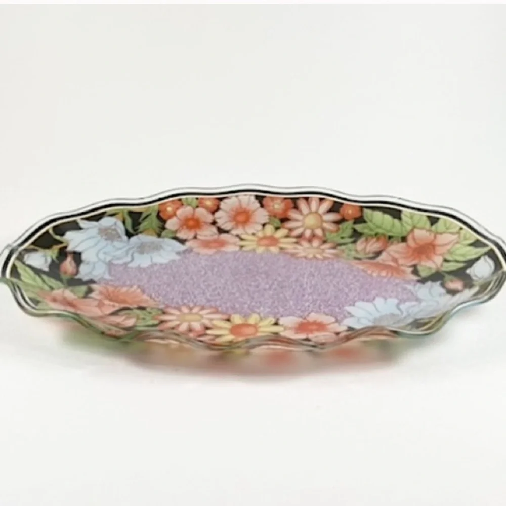 Glass floral vanity trinket tray (1/2)